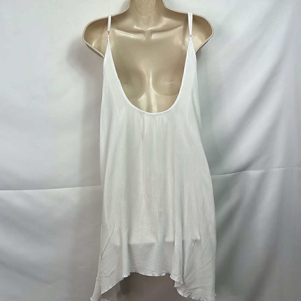 Elan white crimped strappy cover up slip dress EUC size small - Picture 10 of 14